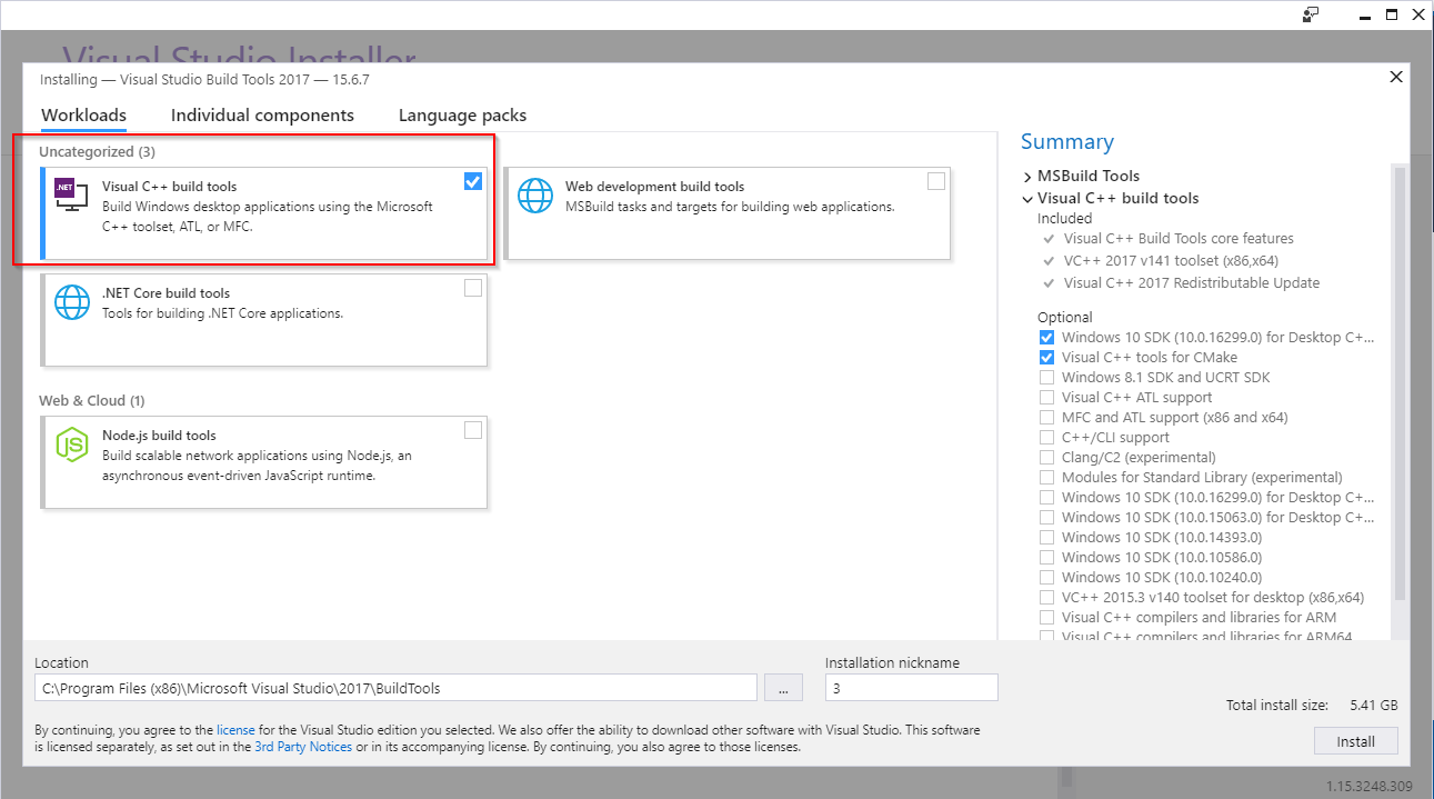 visual c++ build tools